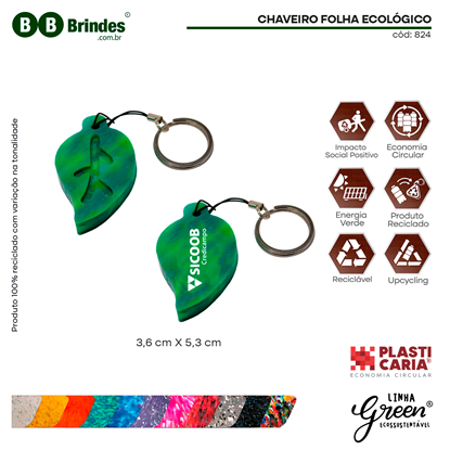 Imagem de Chaveiro Folha Ecológica - Plasticaria