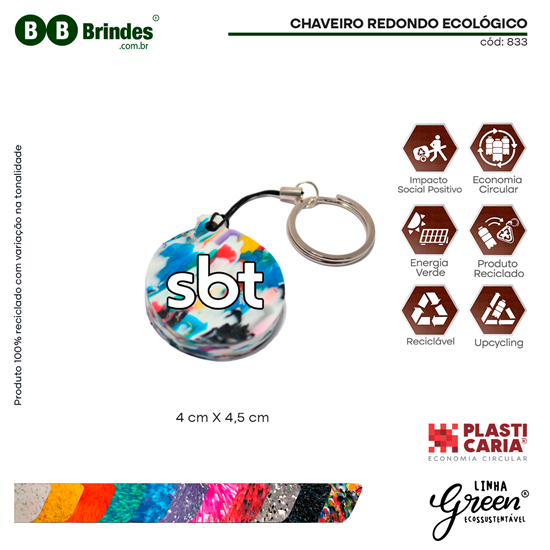 Imagem de Chaveiro redondo ecológico (4,5cm) - Plasticaria