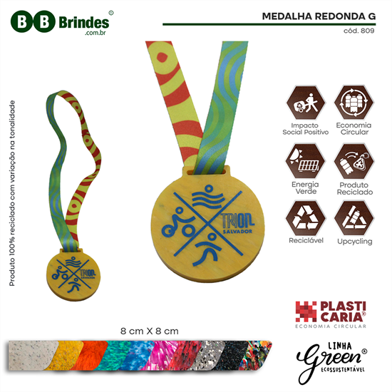 Imagem de Medalha redonda Ecológica G (8cm) PLASTICARIA