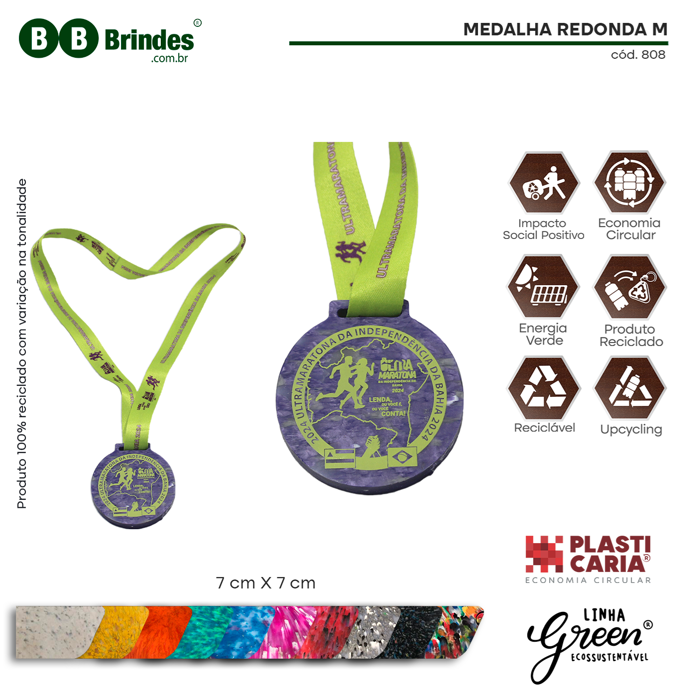 Imagem de Medalha redonda Ecológica M (7cm) PLASTICARIA