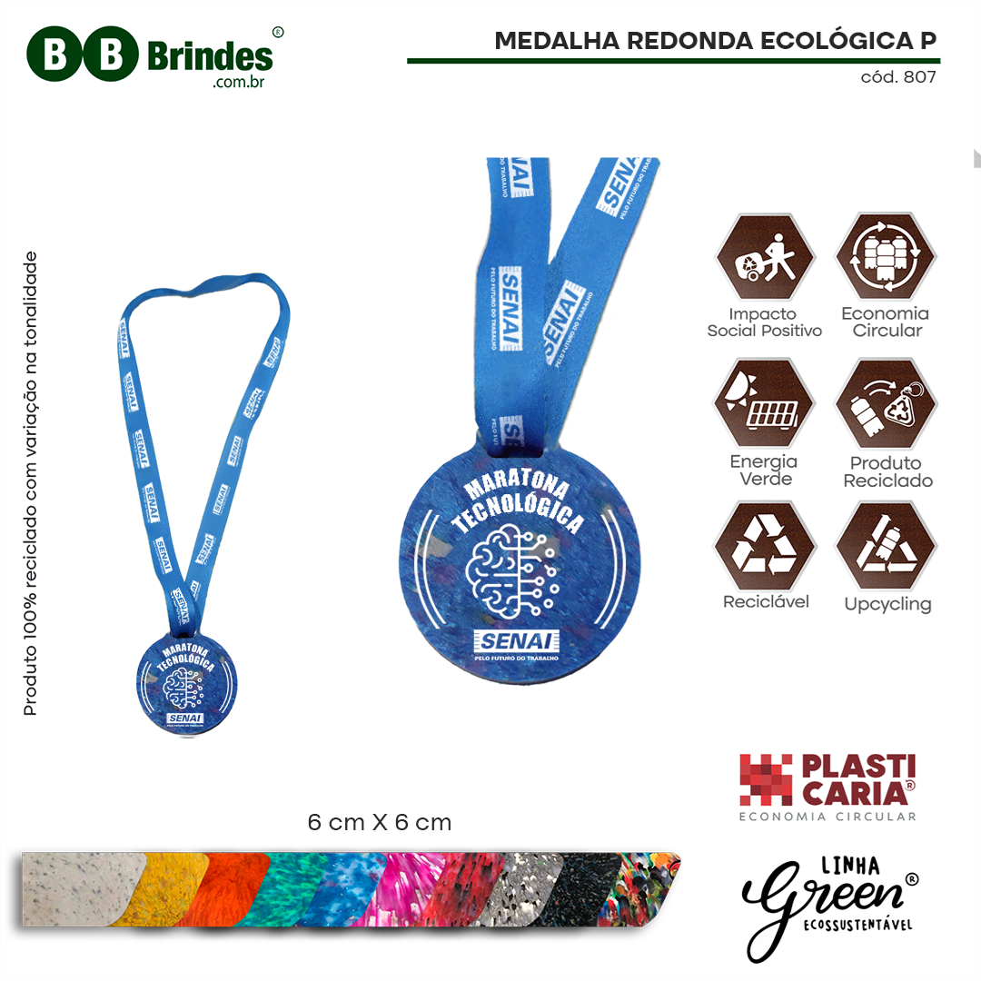 Imagem de Medalha redonda Ecológica P (6cm) PLASTICARIA