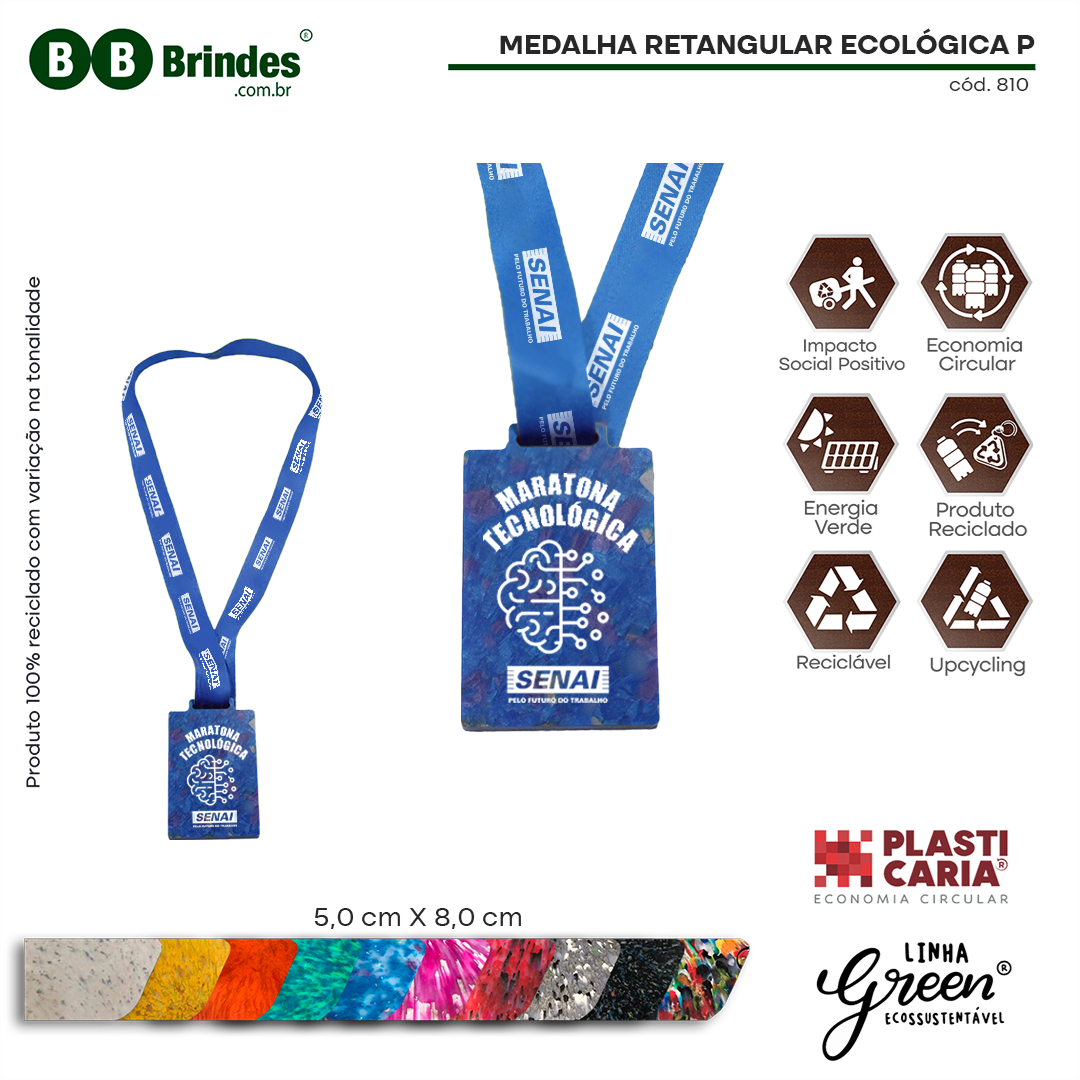 Imagem de Medalha Retangular Ecológica P (5x8cm) PLASTICARIA