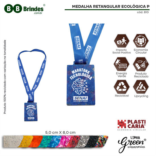 Imagem de Medalha Retangular Ecológica P (5x8cm) PLASTICARIA