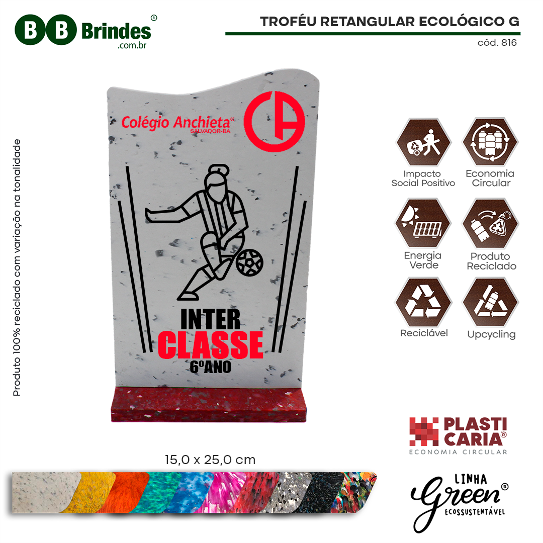 Imagem de Troféu Retangular Ecológico G (15x25cm)- PLASTICARIA