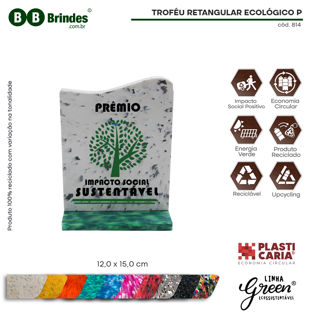 Imagem de Troféu Retangular Ecológico P (12x15cm)- PLASTICARIA